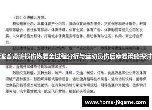 波普肾脏损伤恢复全过程分析与运动员伤后康复策略探讨